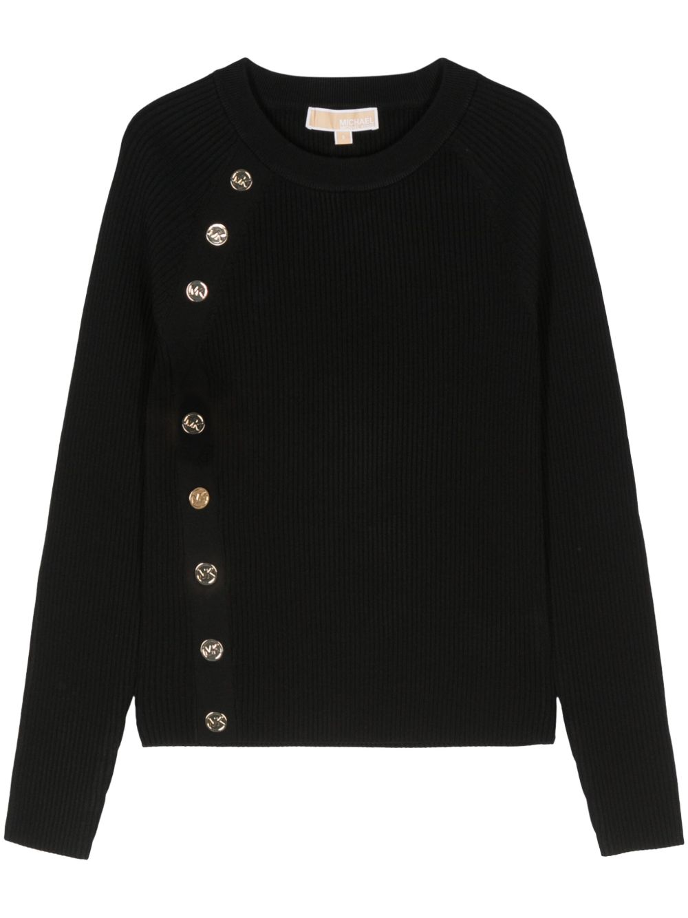 Michael Michael Kors logo雕刻纽扣毛衣 - 黑色