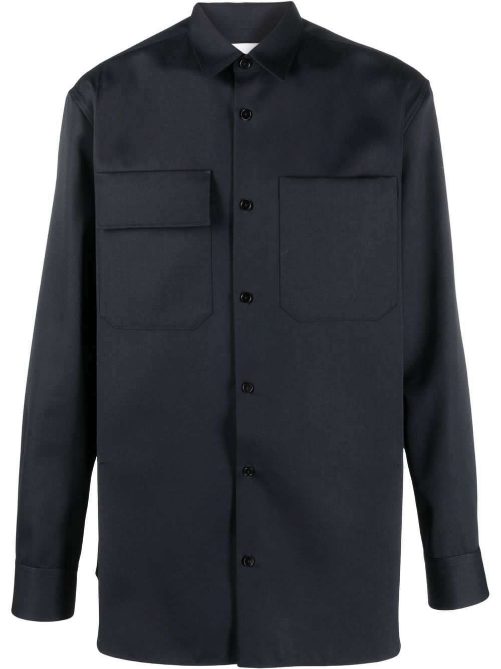 Jil Sander 长袖羊毛衬衫 - 蓝色