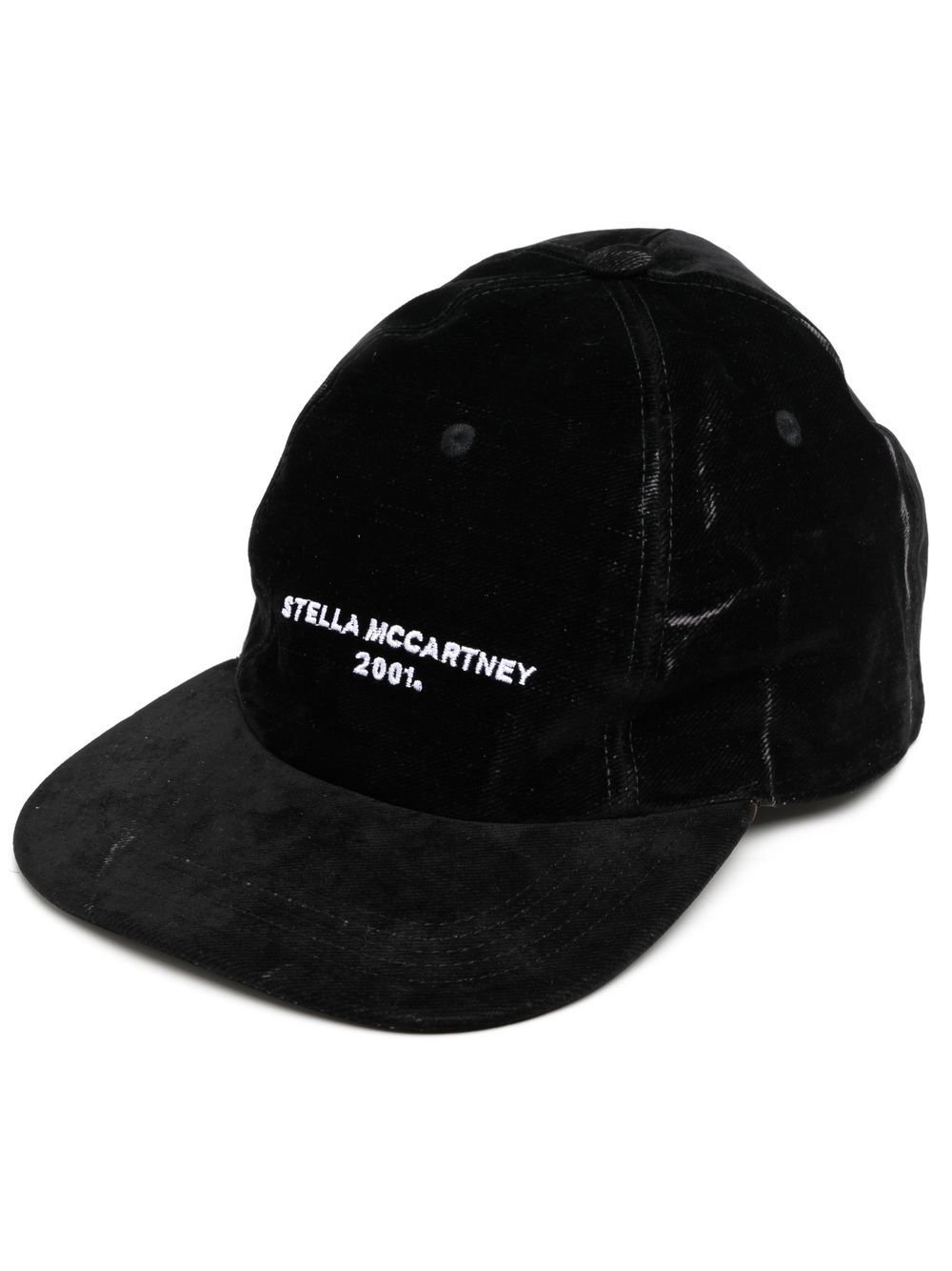 Stella McCartney 2001 logo刺绣牛仔棒球帽 - 黑色