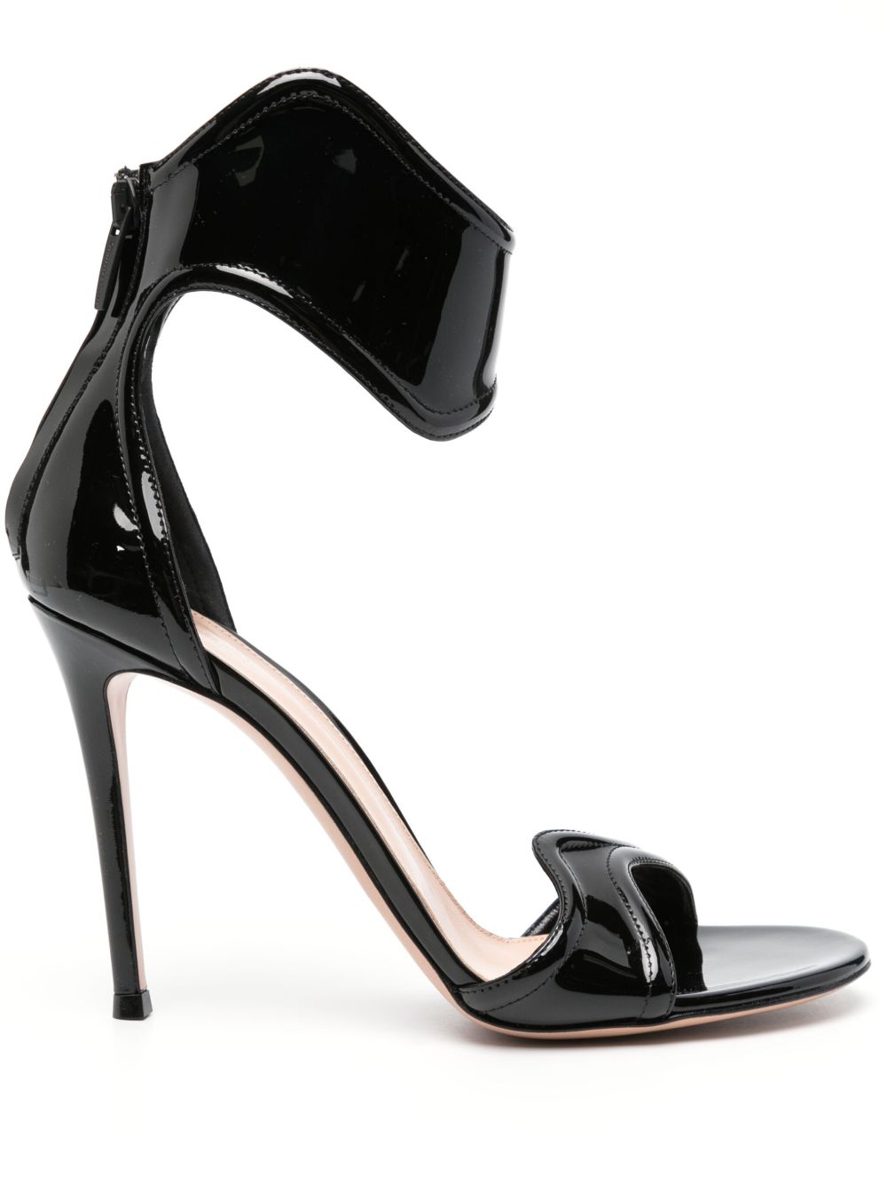 Gianvito Rossi Lucrezia 皮质高跟凉鞋 - 黑色