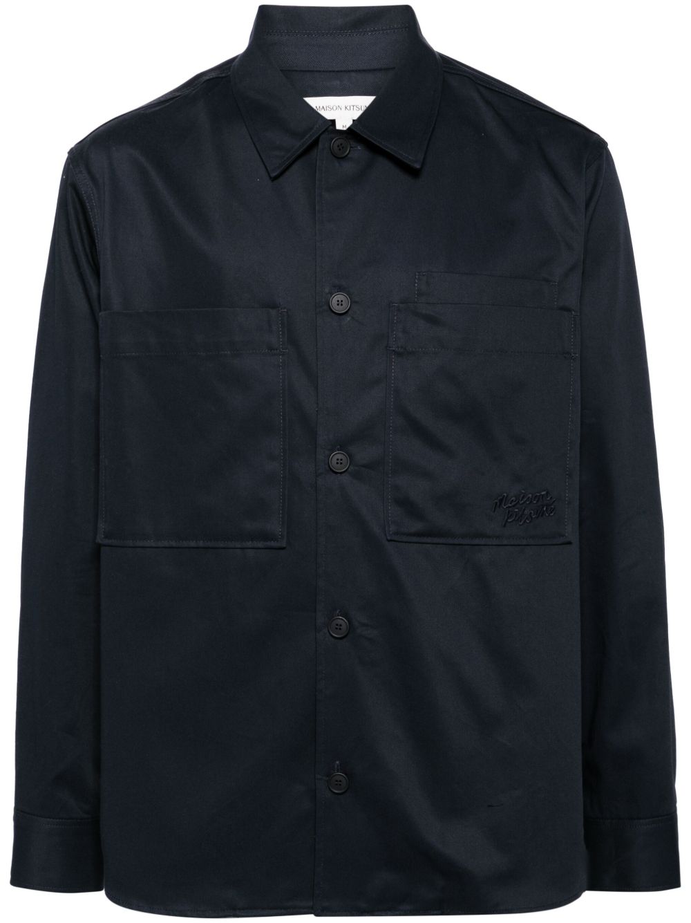 Maison Kitsuné logo刺绣棉衬衫 - 蓝色