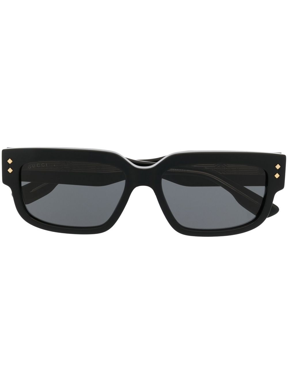 Gucci Eyewear 古驰 有色镜片长方形框太阳眼镜 - 黑色