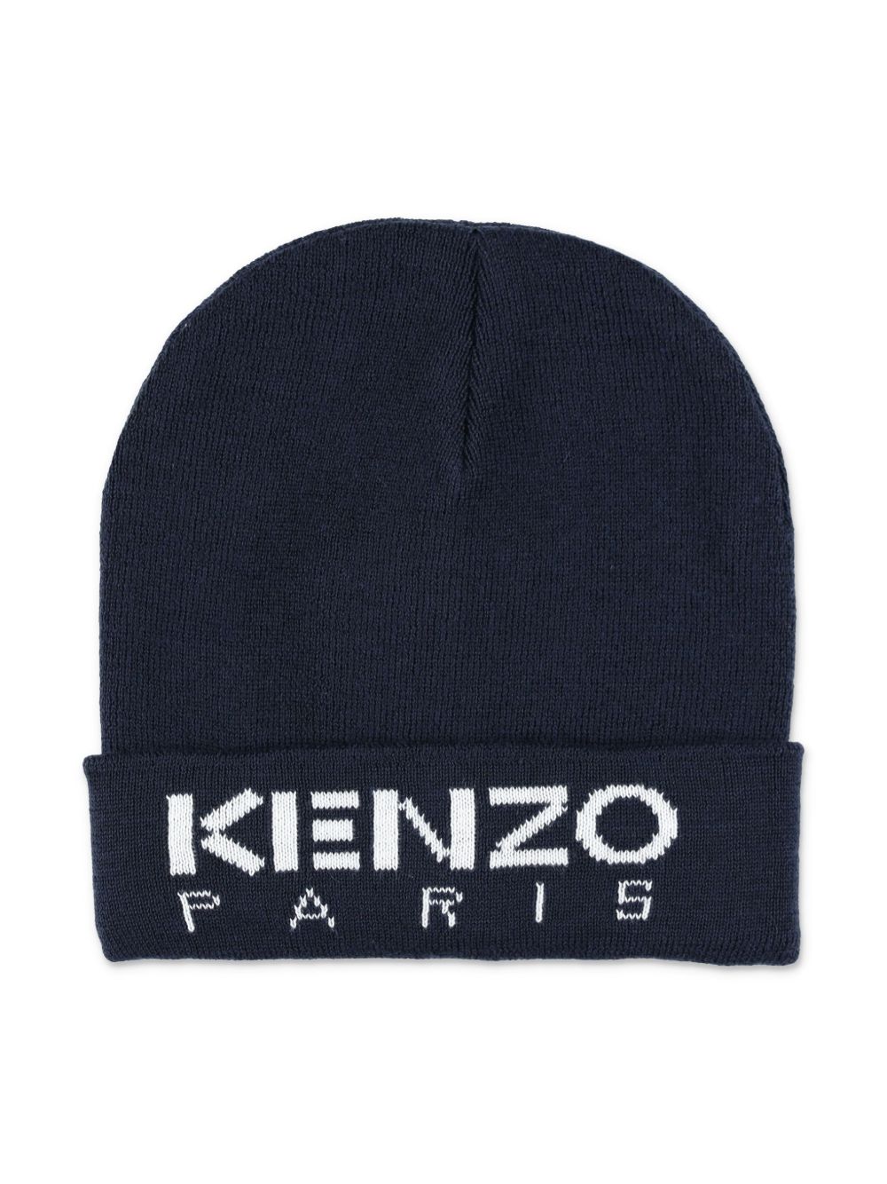 Kenzo Kids logo嵌花针织套头帽 - 蓝色