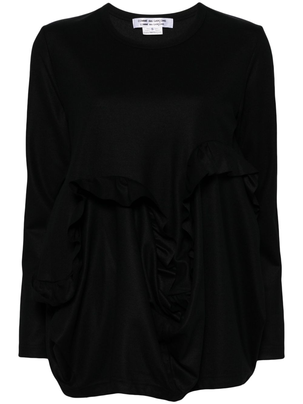 Comme Des Garçons Comme Des Garçons 荷叶边T恤 - 黑色