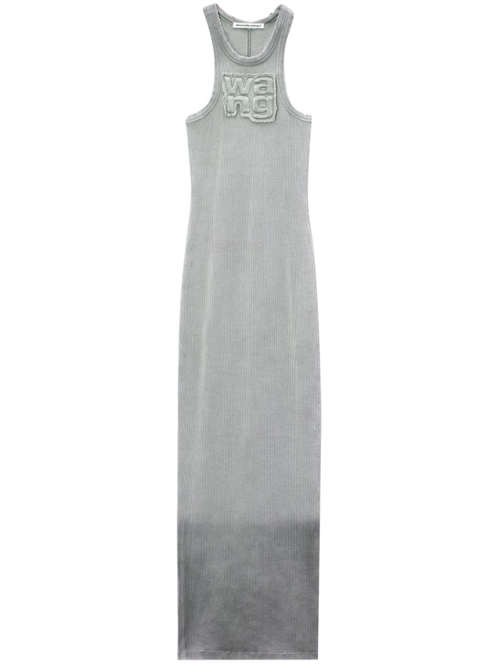 Alexander Wang logo贴花渐色超长连衣裙 - 灰色
