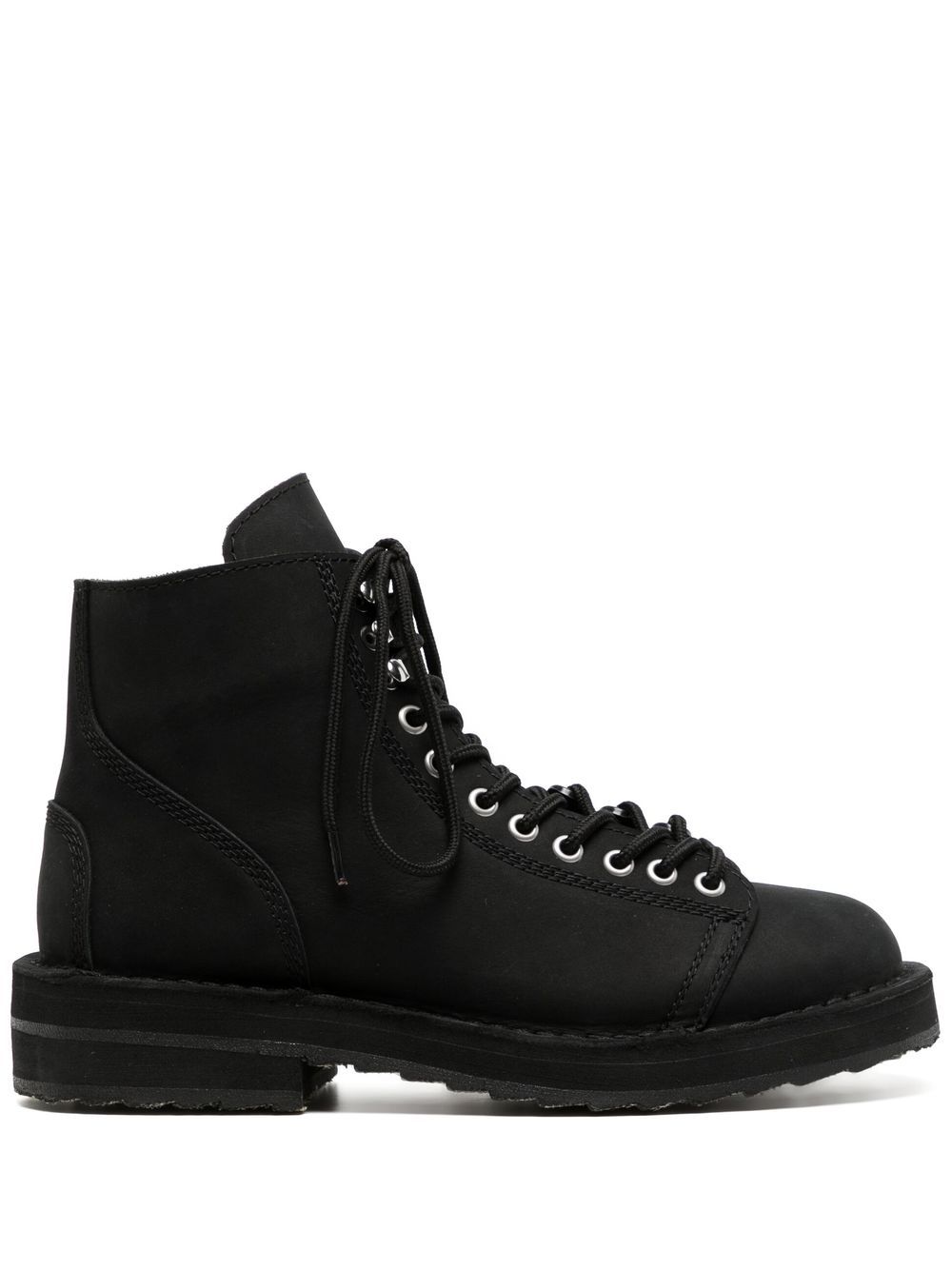 Yohji Yamamoto 皮质系带及踝靴 - 黑色