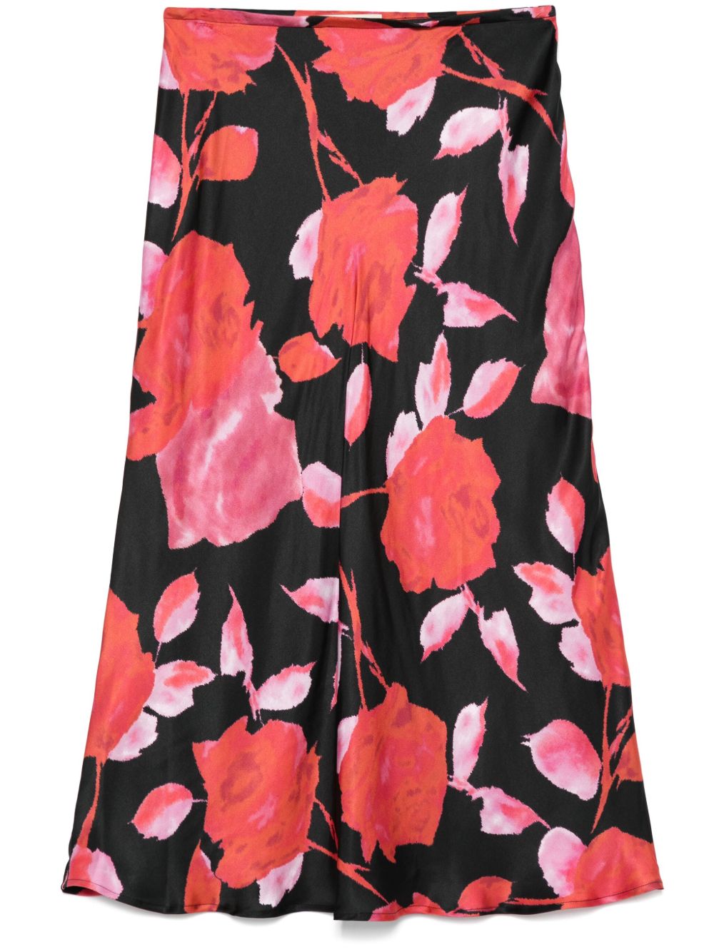 Blumarine floral-print midi skirt - 黑色