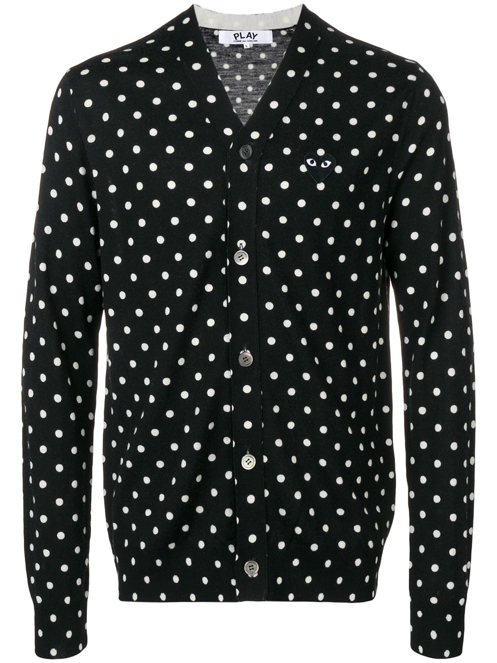 Comme Des Garçons Play 心形logo波点开衫 - 黑色