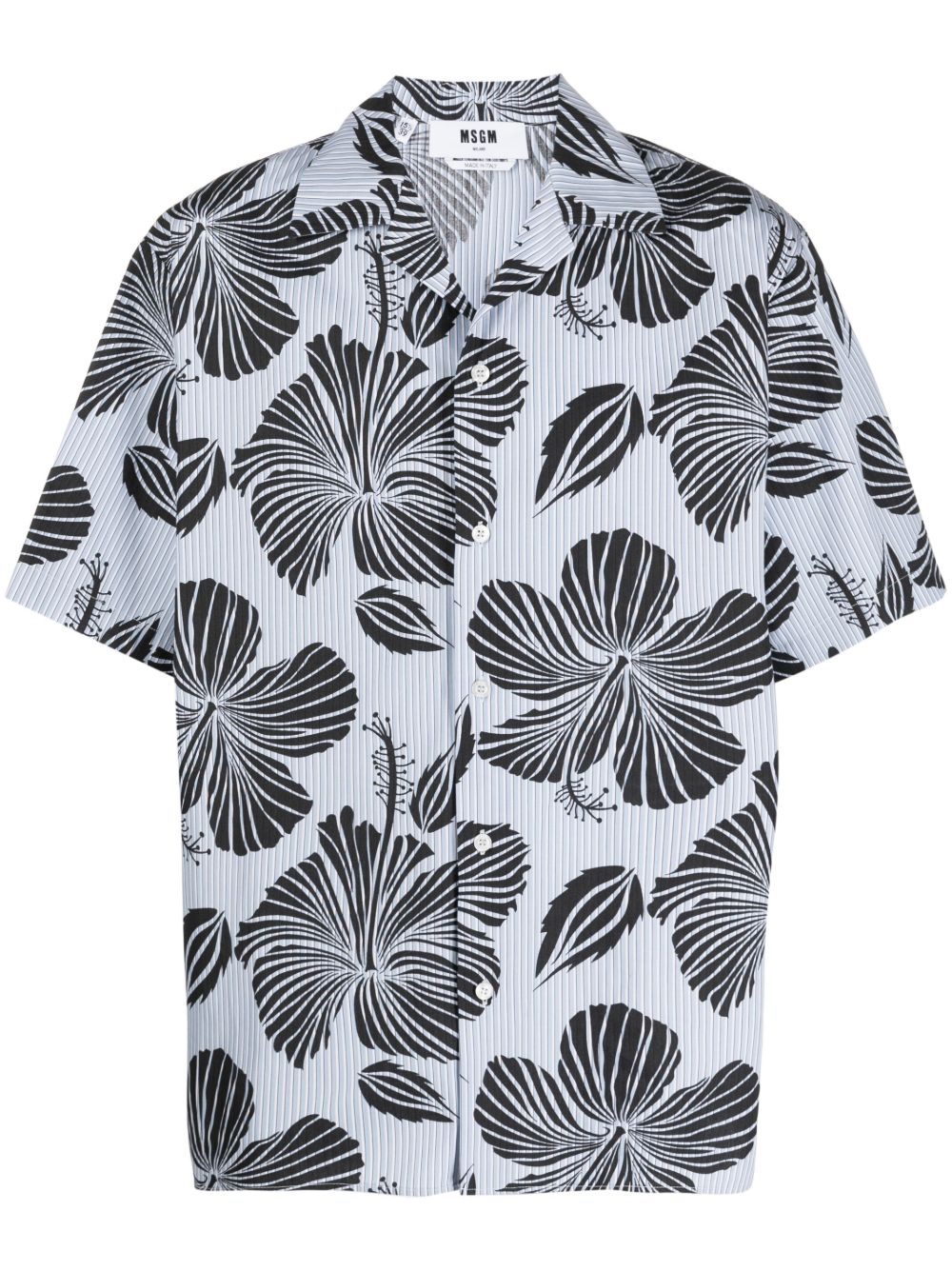 MSGM Hibiscus 印花保龄球衬衫 - 蓝色