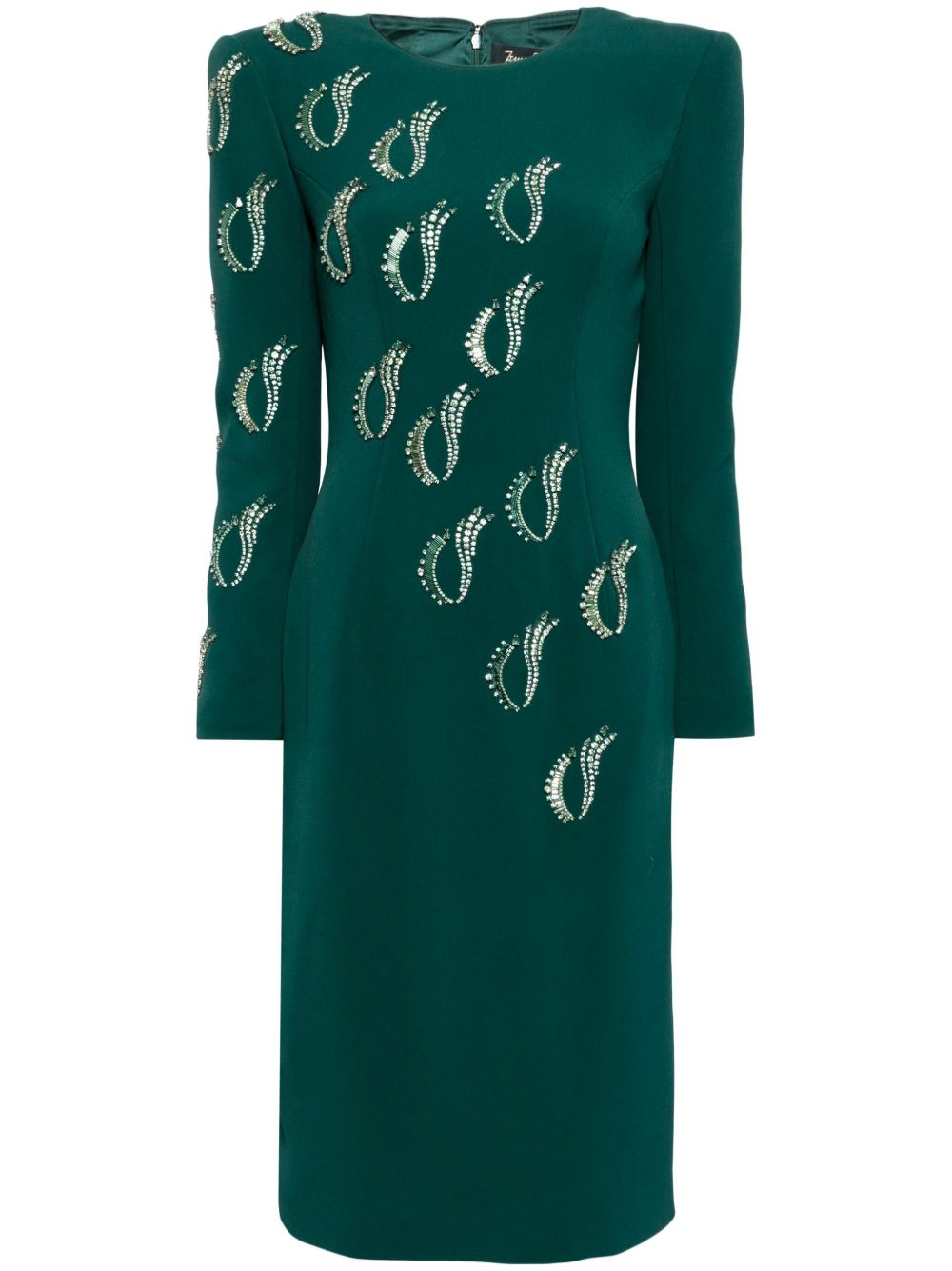 Jenny Packham Jealous 绉纱中长连衣裙 - 绿色