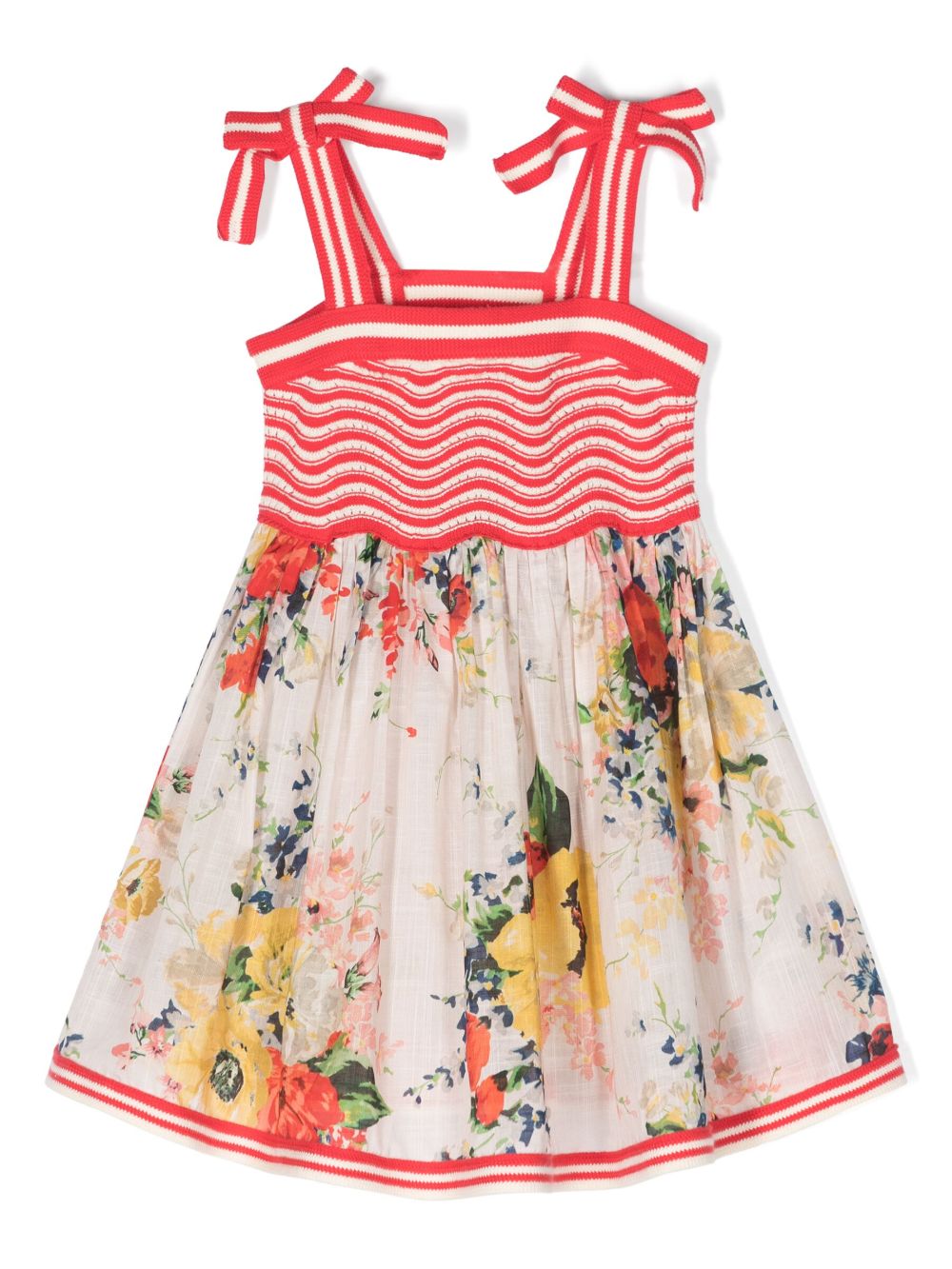 ZIMMERMANN Kids Alight 针织拼接伞形连衣裙 - 红色