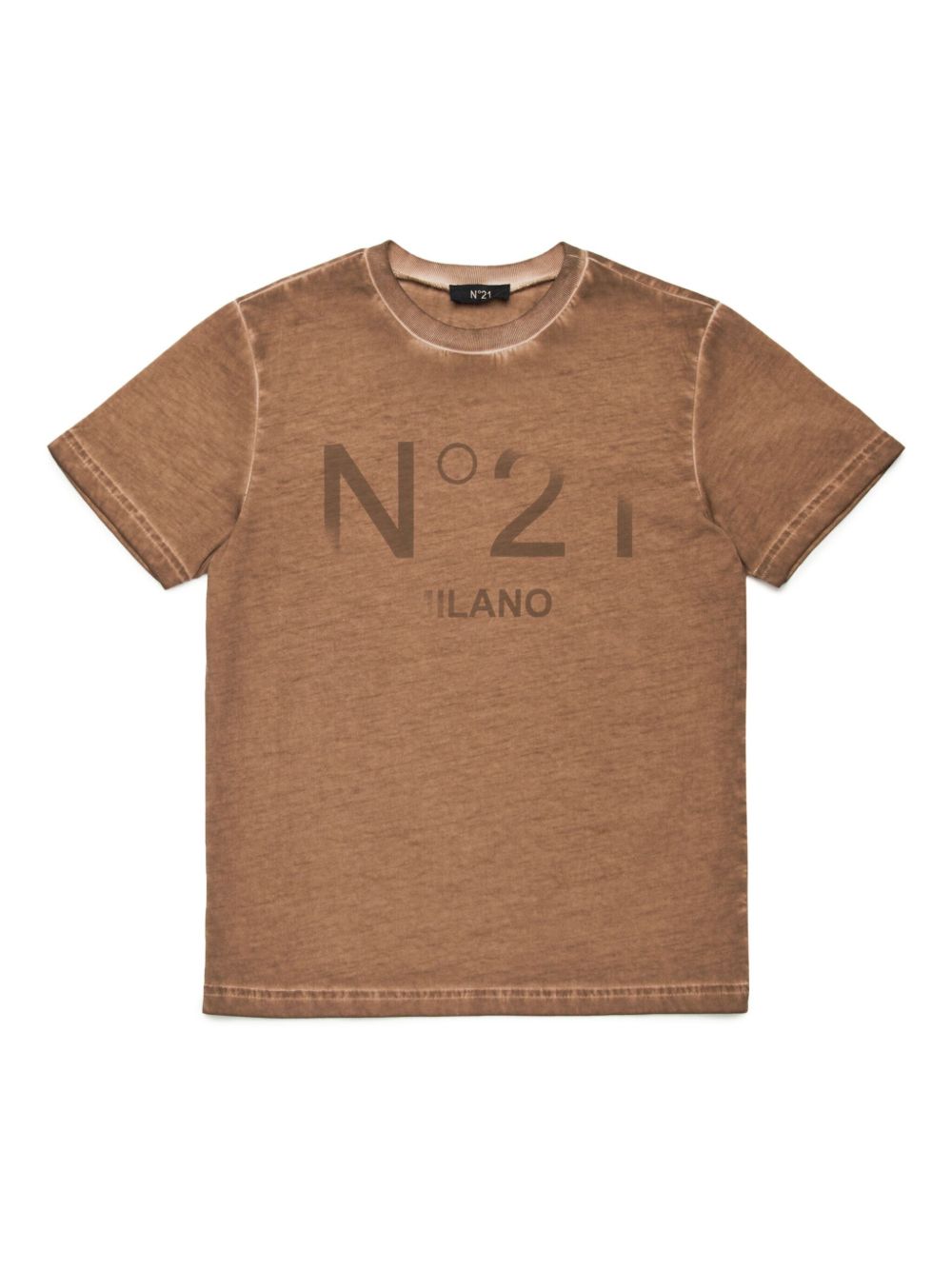 Nº21 Kids logo印花棉T恤 - 褐色