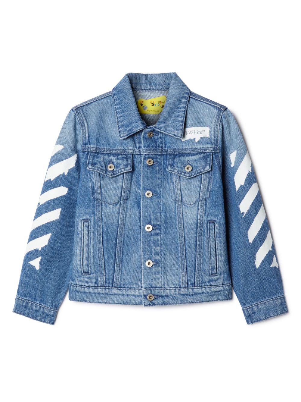 Off-White Kids Paint Graphic 牛仔夹克 - 蓝色