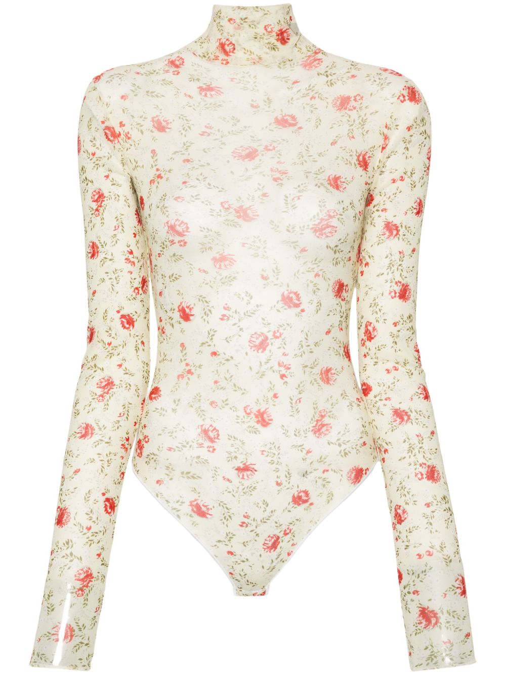 Prada 花卉网纱连体衣 - F0011 RED