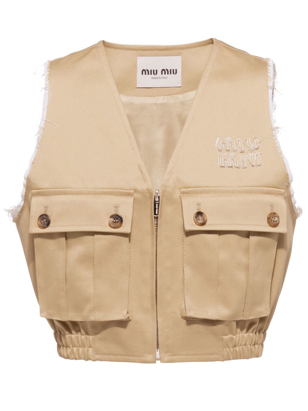 Miu Miu logo卡其马甲 - 中性色