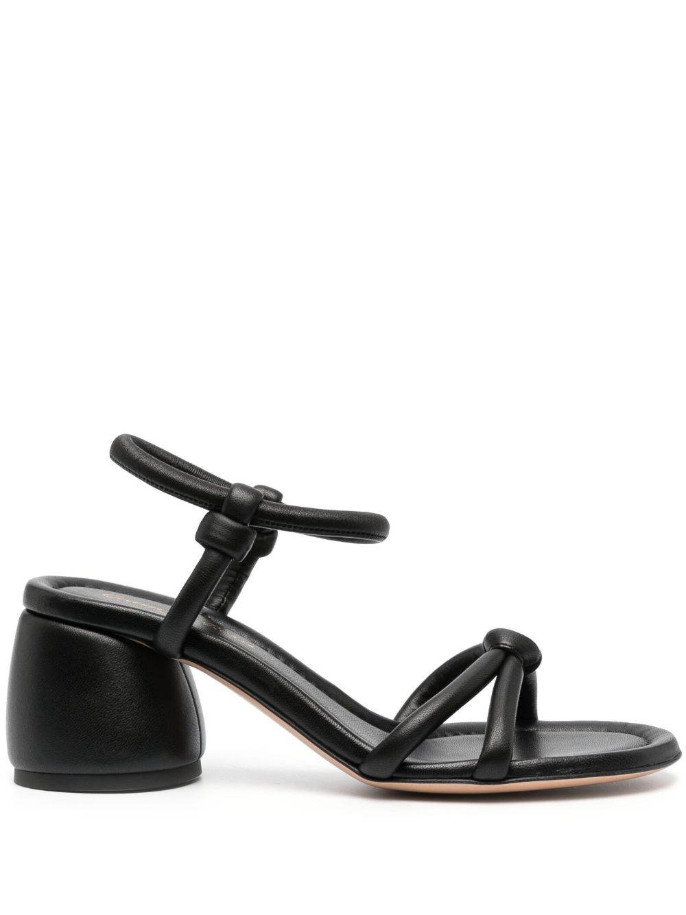 Gianvito Rossi 结饰皮质中跟凉鞋 - 黑色