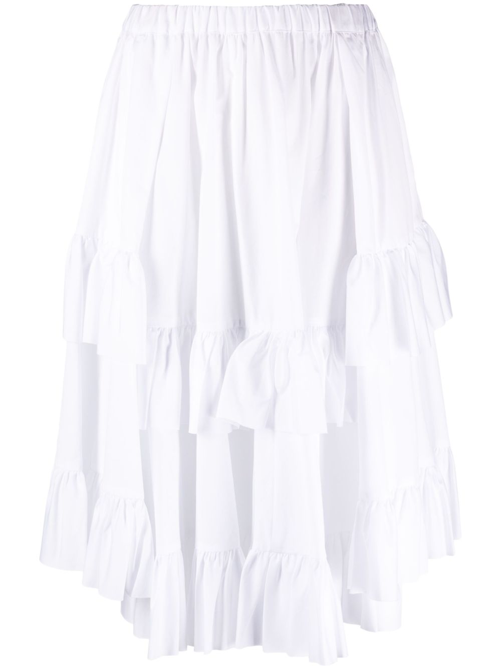 Comme Des Garçons Girl 荷叶边棉中长半身裙 - 白色