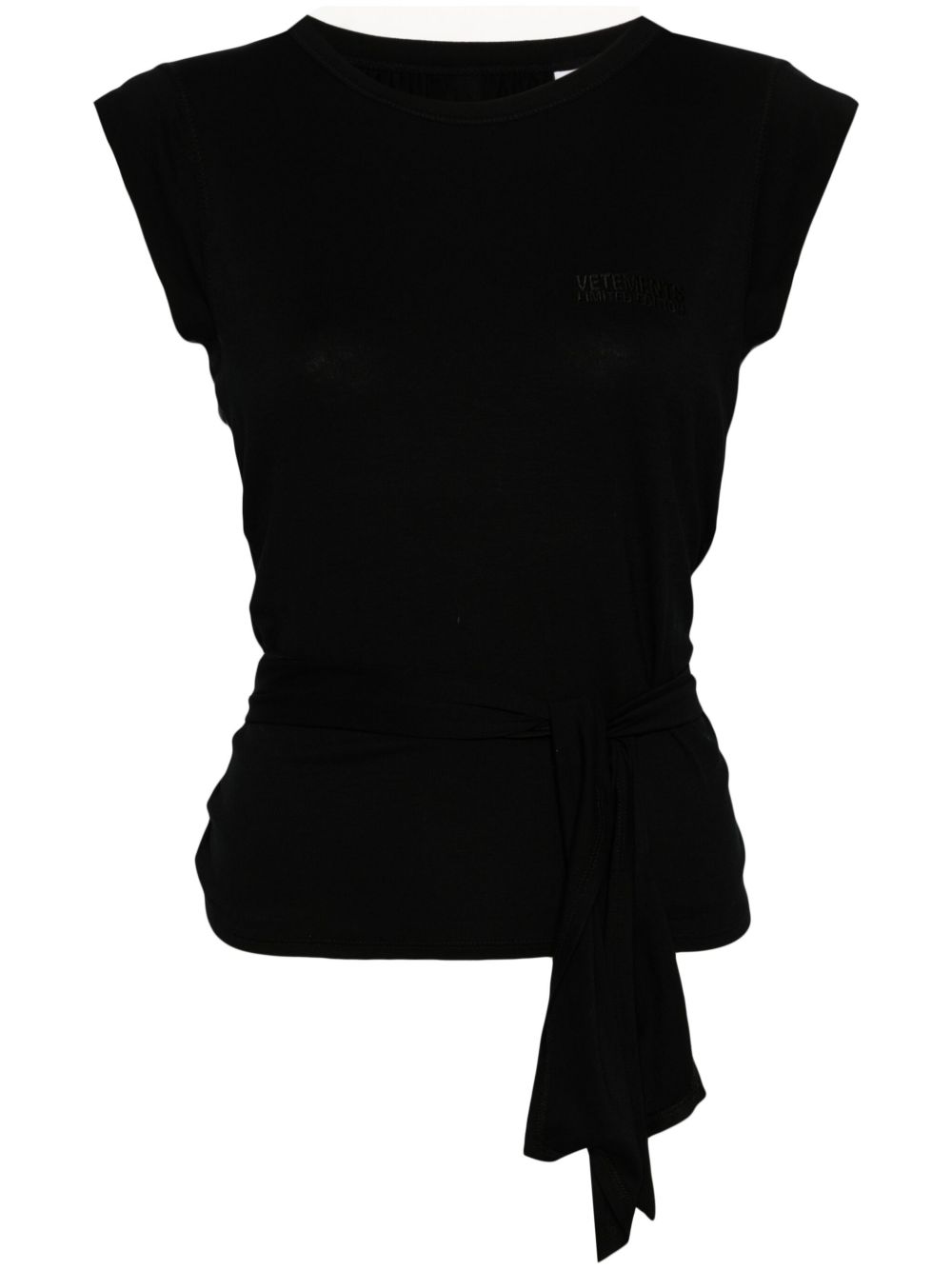 VETEMENTS strap-detail cap-sleeves T-shirt - 黑色