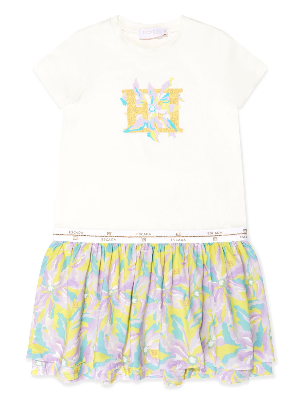 Escada Kids logo印花连衣裙 - 白色