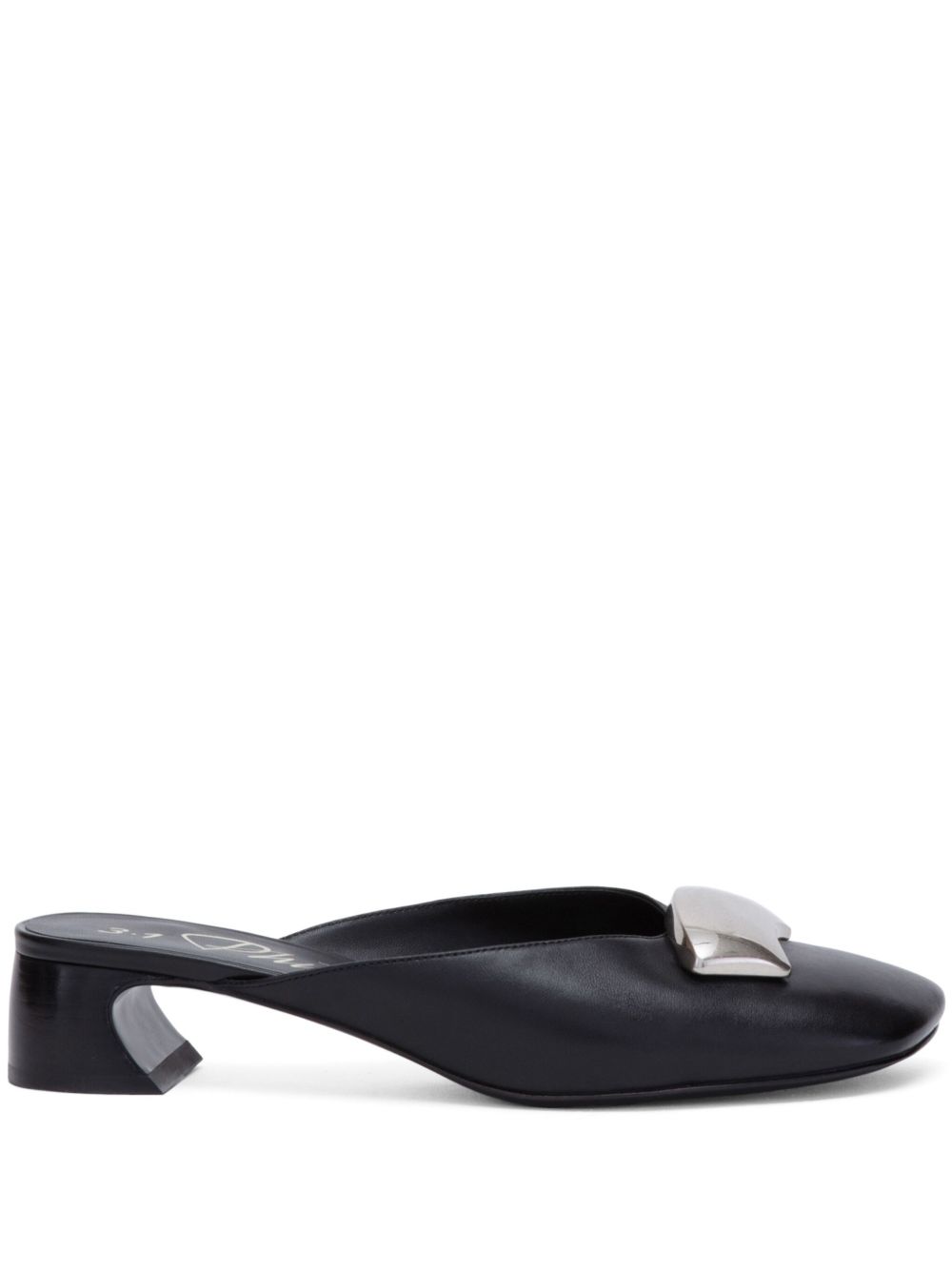 3.1 Phillip Lim ID 皮质低跟穆勒鞋 - 黑色