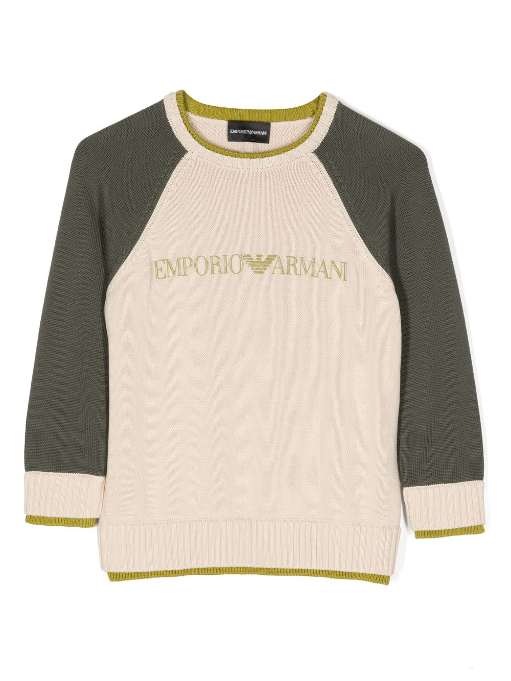 Emporio Armani Kids logo压纹密织毛衣 - 中性色