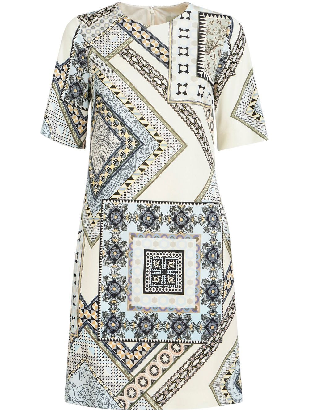 ETRO 拼贴印花直筒连衣裙 - 白色