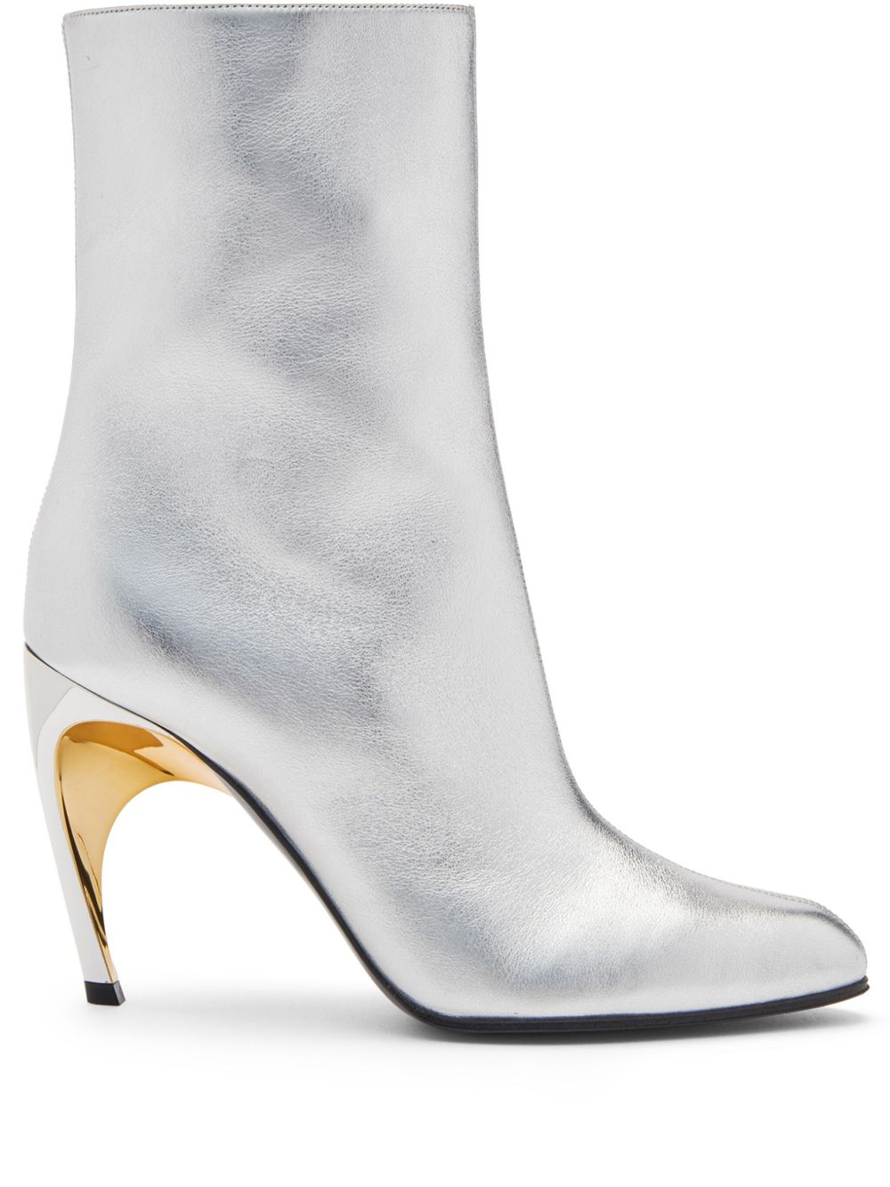 Alexander McQueen Armadillo 高跟及踝皮靴 - 银色