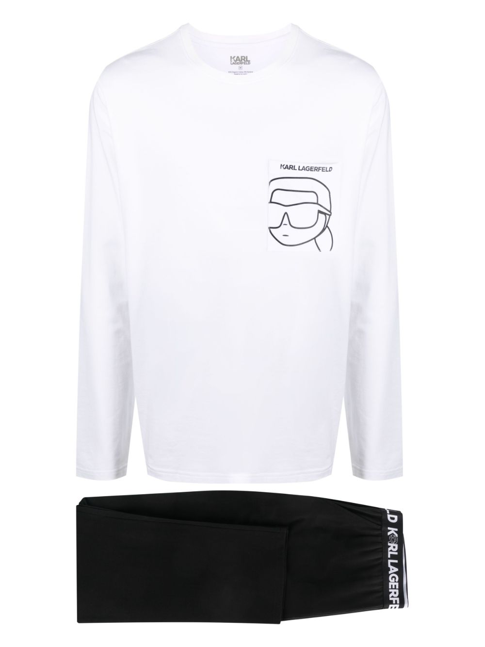 Karl Lagerfeld Ikon 棉睡衣套装 - 黑色