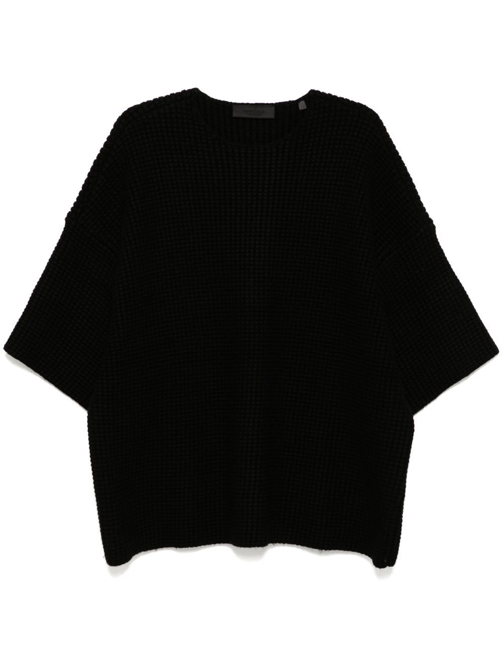 FEAR OF GOD ESSENTIALS 厚实华夫格针织短袖毛衣 - 黑色