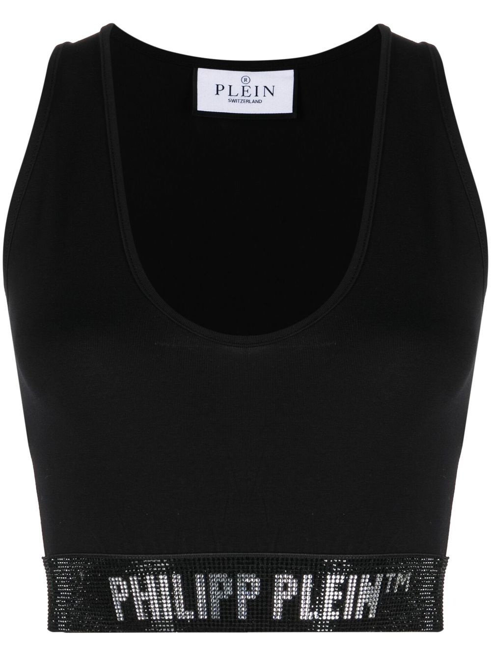 Philipp Plein 晶饰logo织带坦克背心 - 黑色