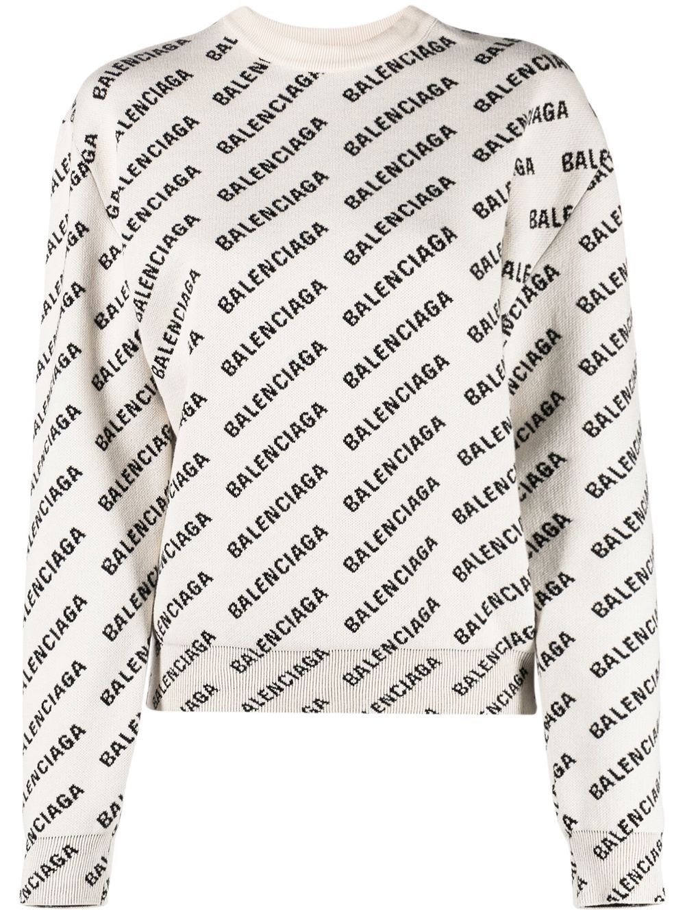 Balenciaga 迷你大面积logo毛衣 - 白色