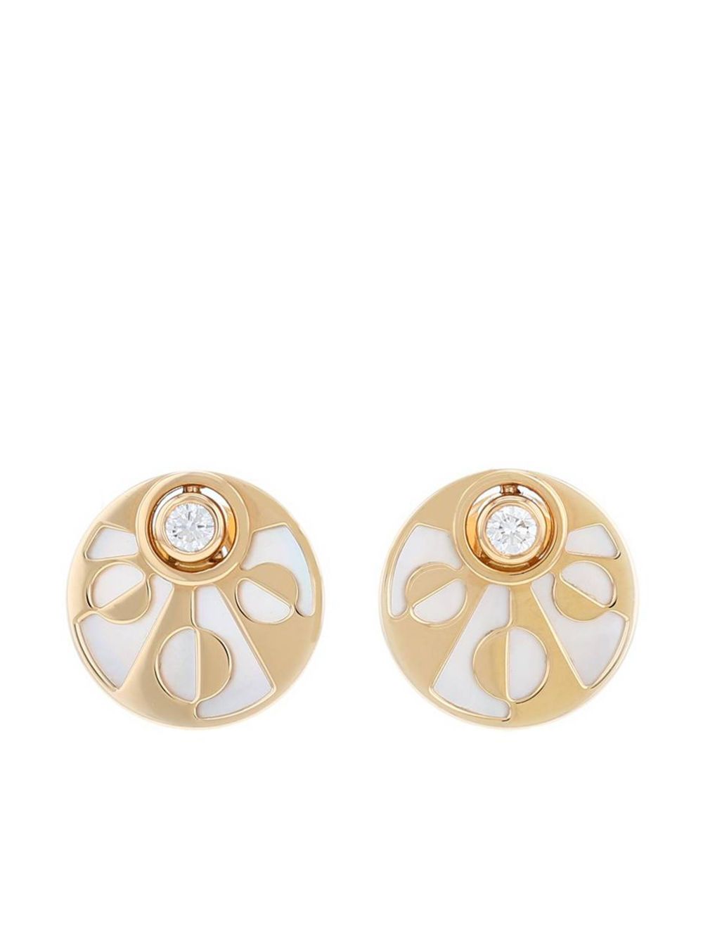 Bvlgari Pre-Owned 小号18K玫瑰金 Intarsio 钻石耳环 - 粉色