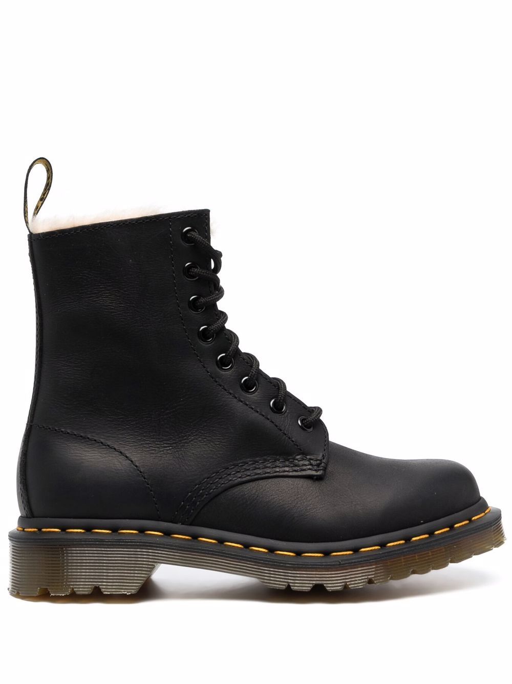 Dr. Martens 1460 Serena 人造皮毛一体衬里及踝靴 - 黑色