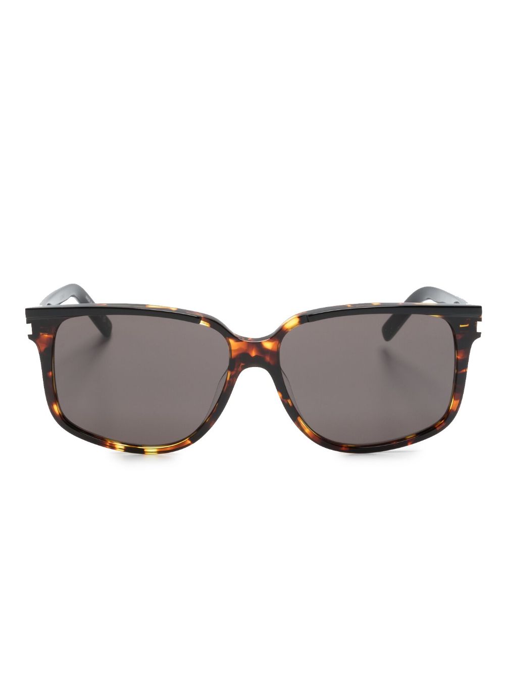Saint Laurent 玳瑁纹方框太阳眼镜 - 黑色