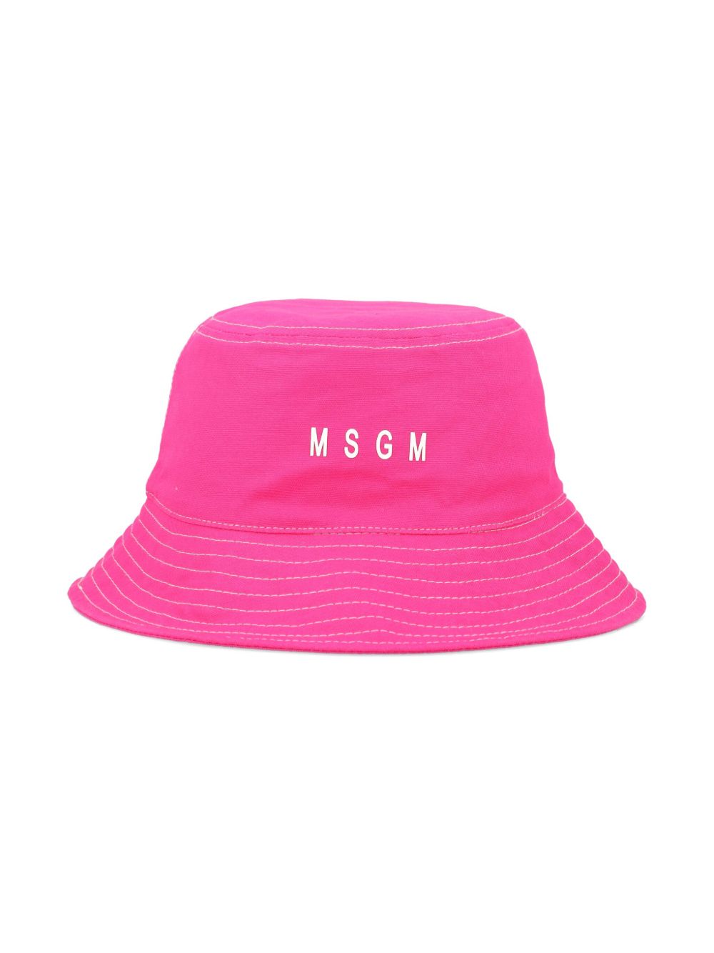 MSGM Kids logo印花棉渔夫帽 - 粉色