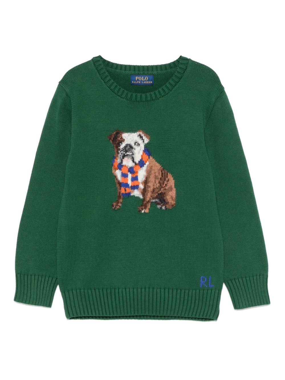 POLO RALPH LAUREN KIDS 小狗嵌花毛衣 - 绿色