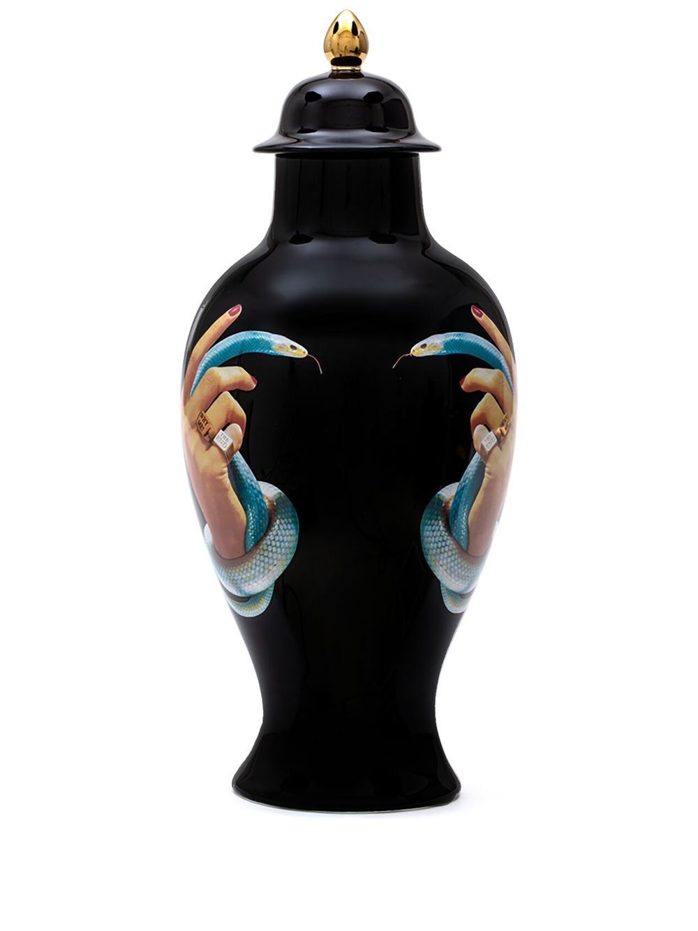 Seletti Hand With Snakes 陶瓷瓶 - 黑色