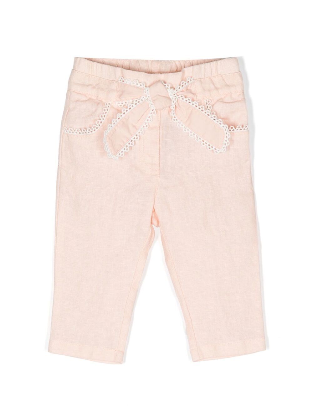 Chloé Kids 束腰修身直筒长裤 - 粉色