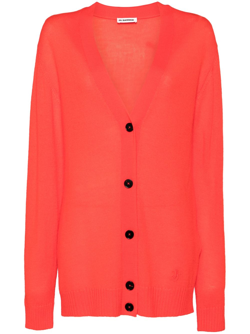 Jil Sander Jil Sanda+ logo刺绣开襟外套 - 红色