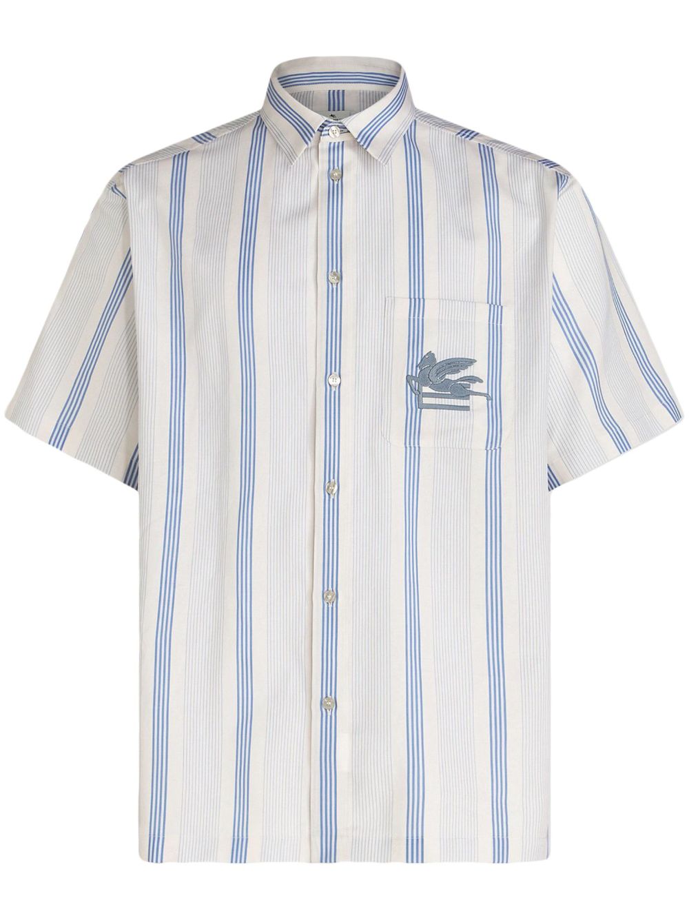 ETRO Pegaso logo刺绣棉衬衫 - 白色