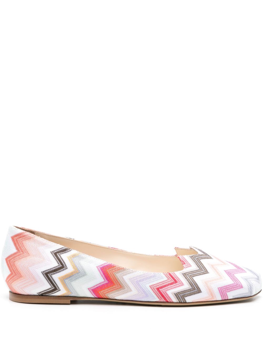 Missoni Z字形图案编织平底鞋 - 白色
