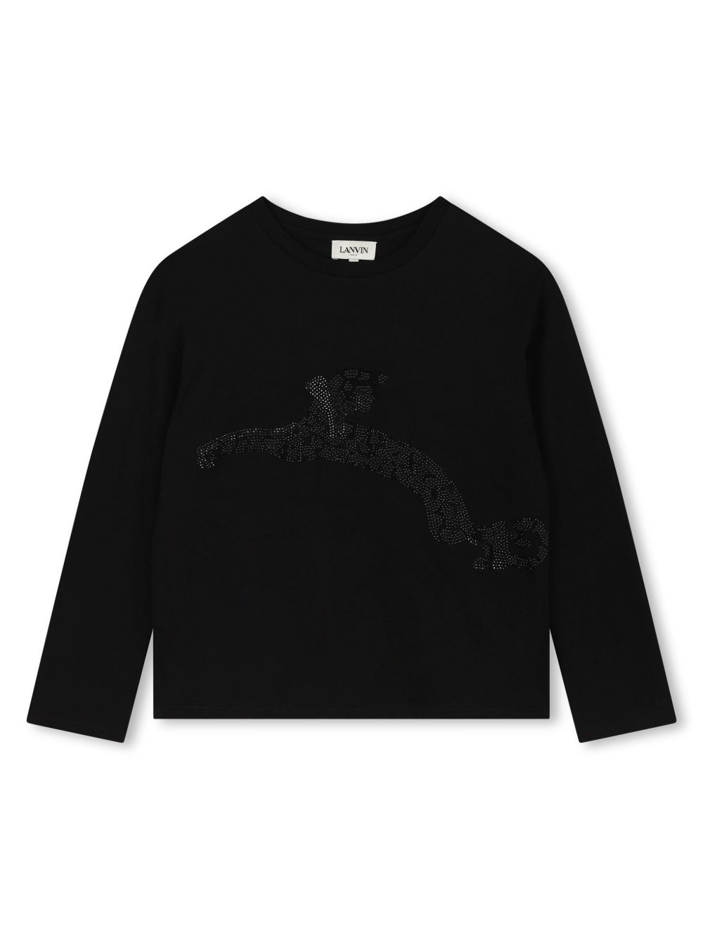 Lanvin Enfant 水钻缀饰棉T恤 - 黑色
