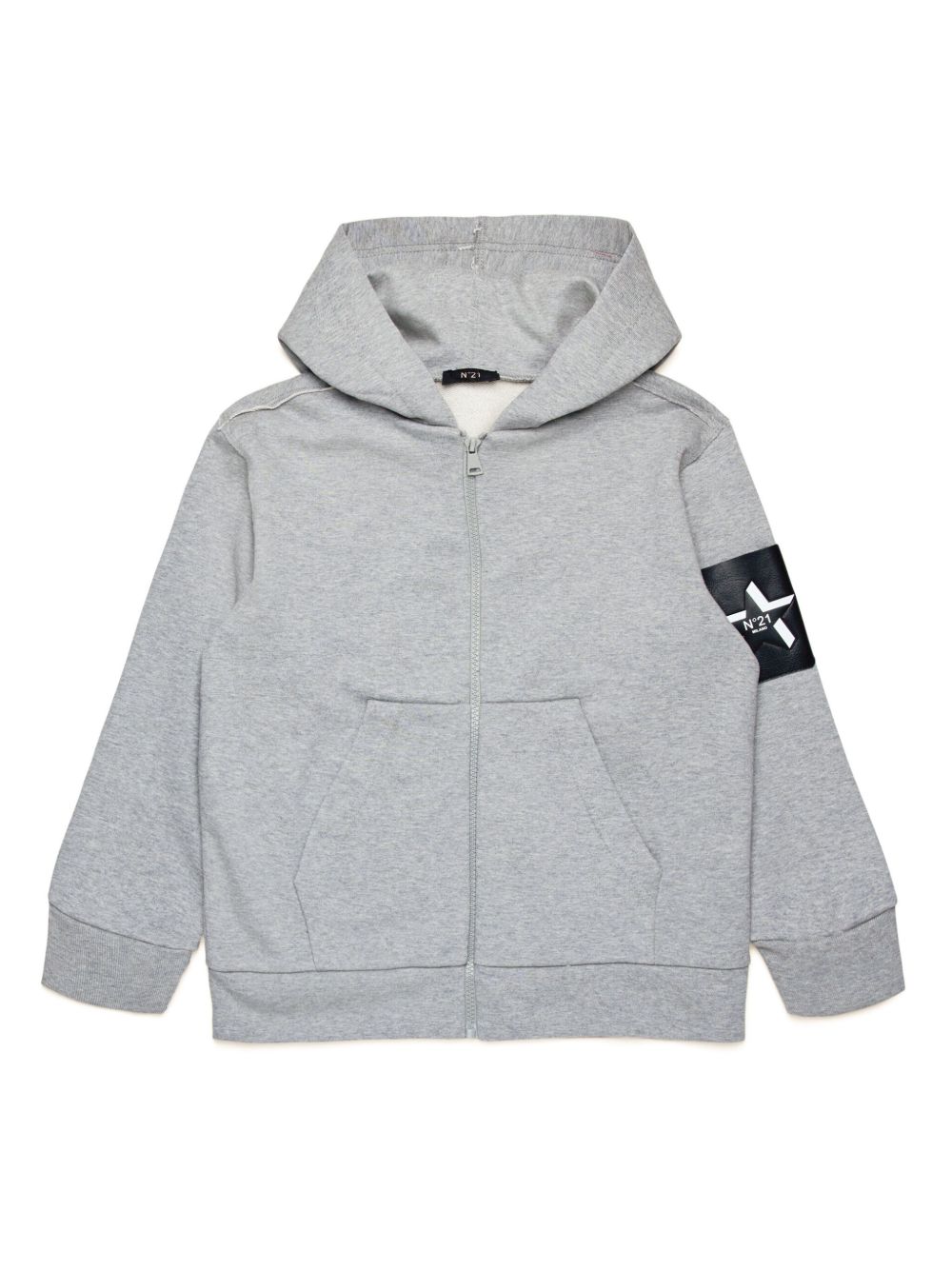Nº21 Kids logo贴花棉连帽衫 - 灰色