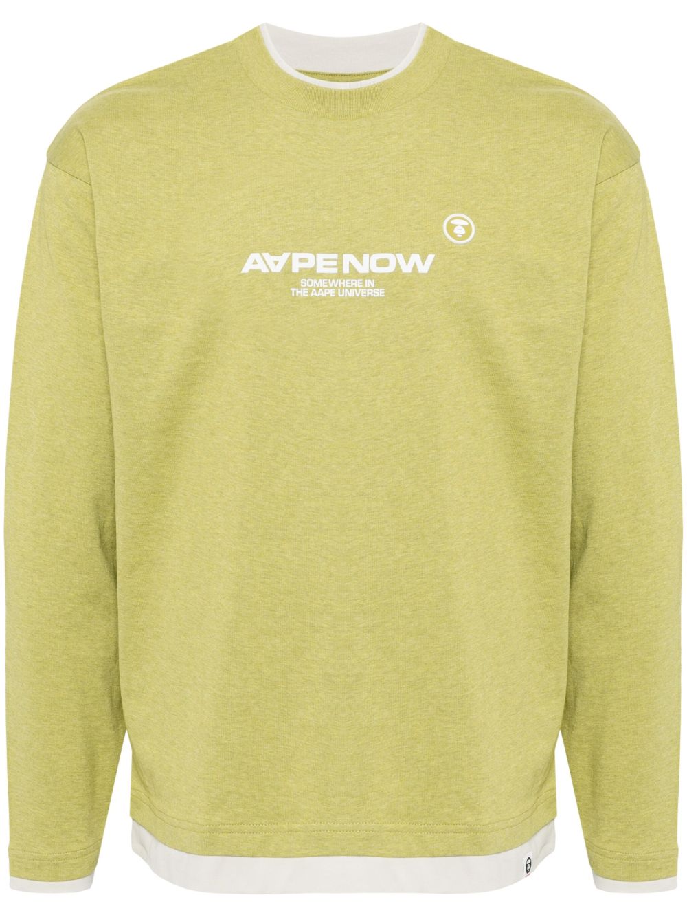 AAPE BY *A BATHING APE® Moonface 刺绣长袖T恤 - 绿色