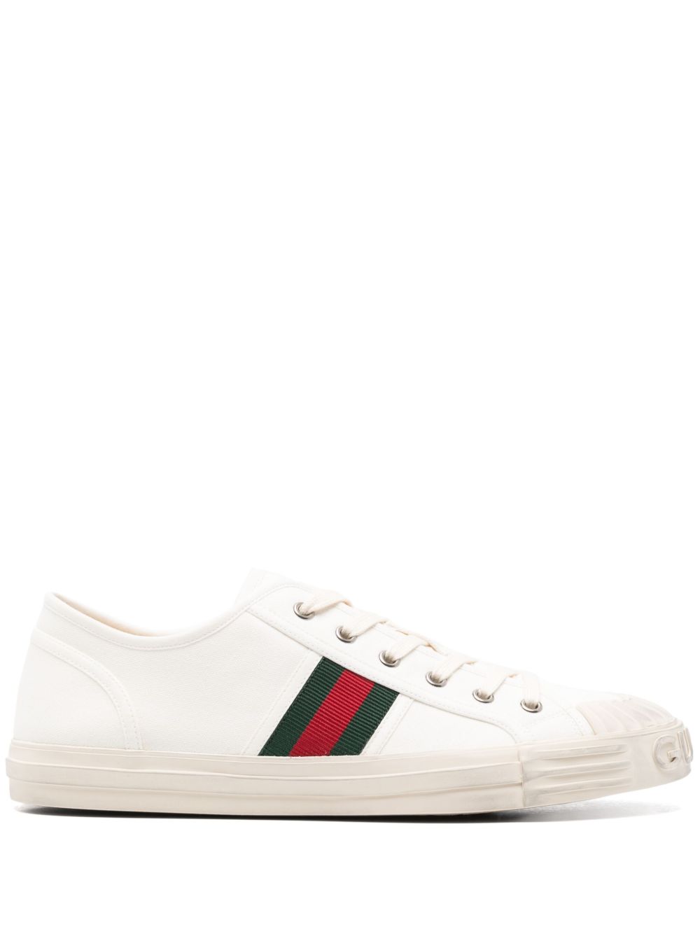 Gucci 织带边饰运动鞋 - 白色