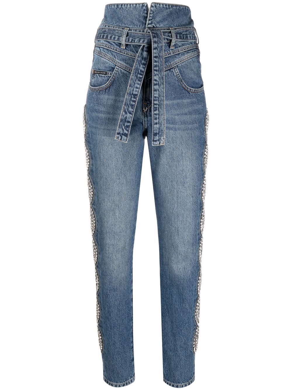 Philipp Plein Saint Tropez 缀饰高腰牛仔裤 - 蓝色