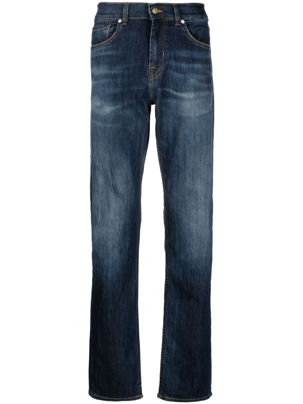 7 For All Mankind 水洗效果直筒牛仔裤 - 蓝色
