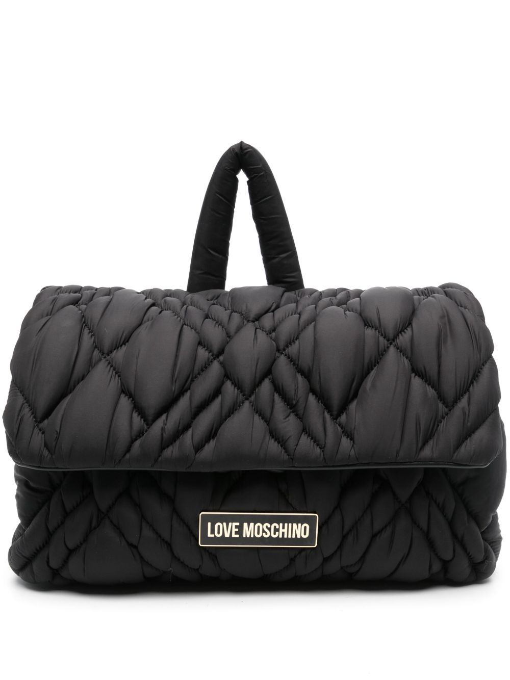 Love Moschino logo标牌双肩包 - 黑色