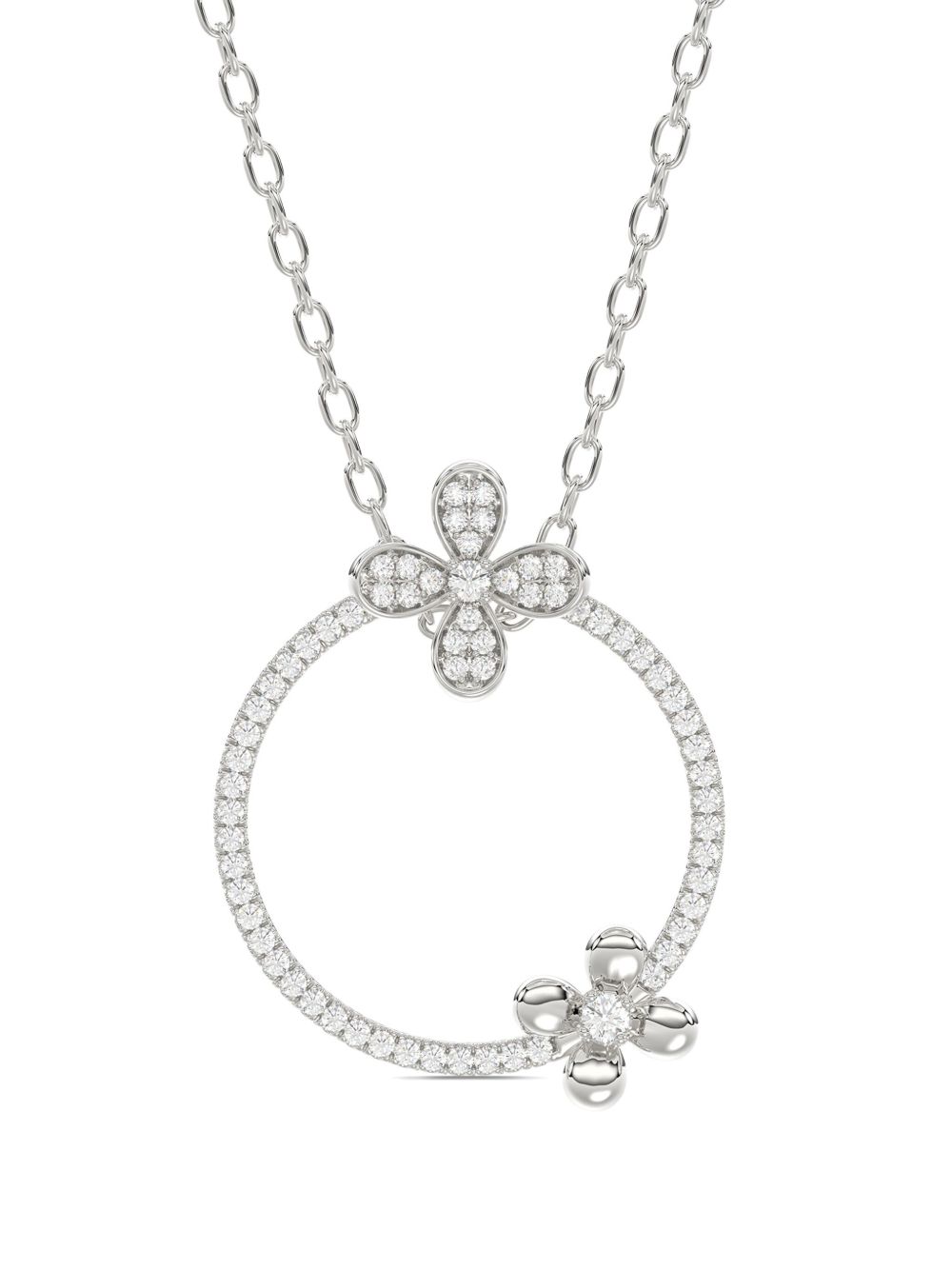 Marchesa 18K白金花卉钻石项链 - 白色