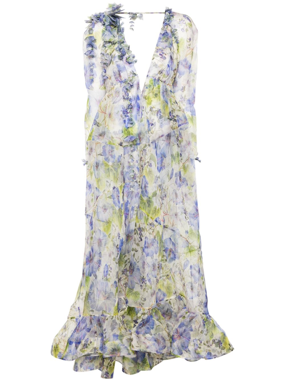 ZIMMERMANN Natura V领花卉连衣裙 - 绿色